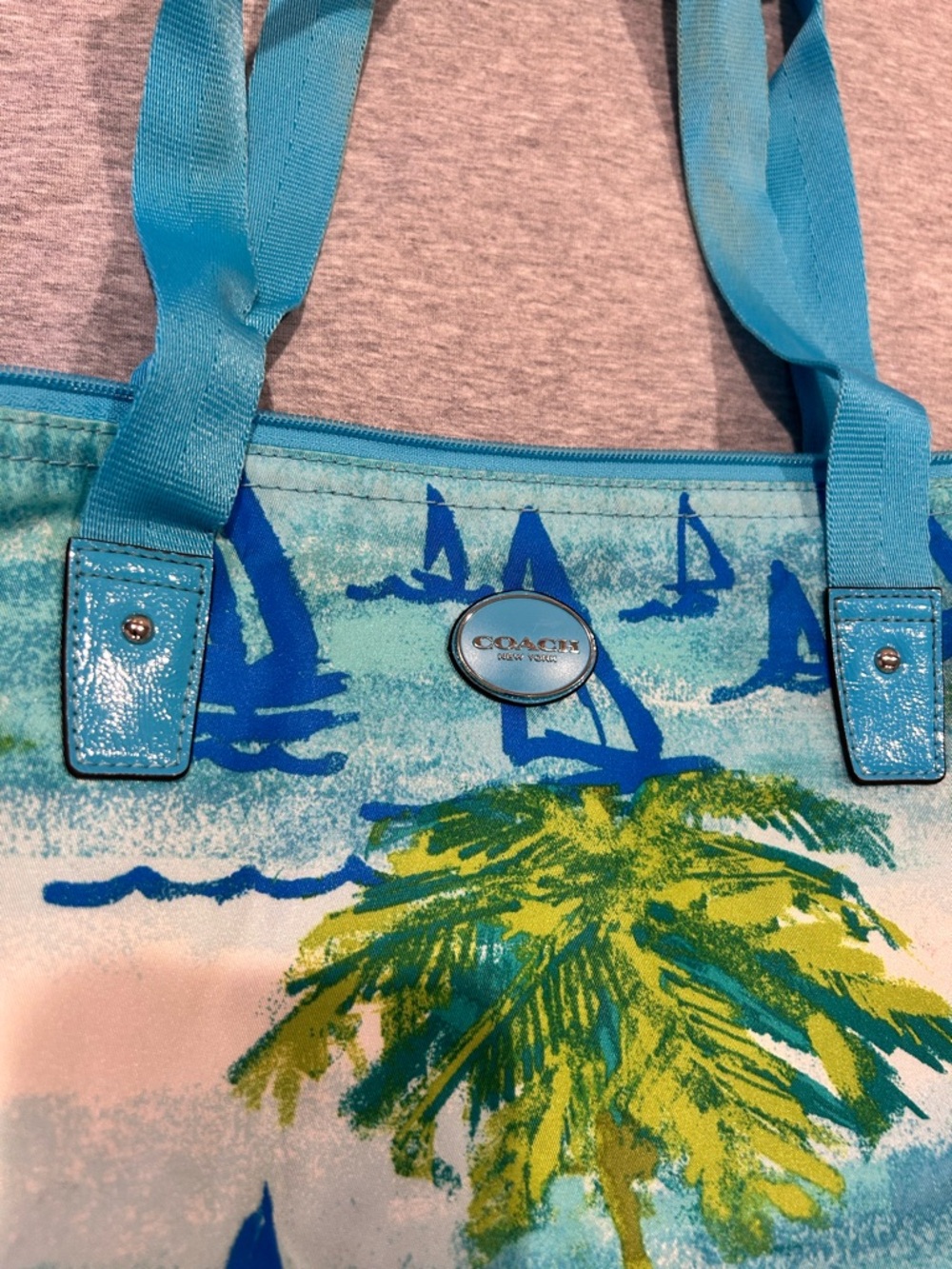 Coach Resort Palm Folding Travel Tote With Pouch / Beach bag - Picture 11 of 12